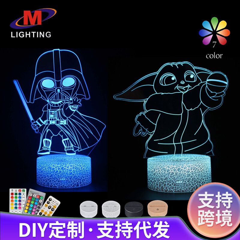 Cross-border exclusive for Star Wars star baby Series 3D table lamp creative gift touch remote control LED night light Cross-border exclusive for Star Wars star baby Series 3D table lamp creative gift touch remote control LED night light
