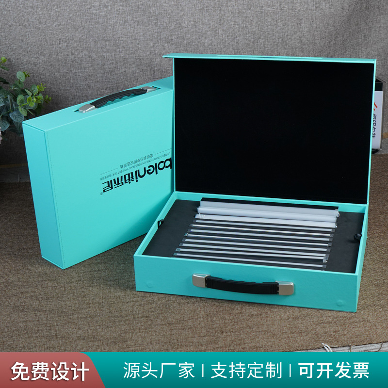 塑料提手皮盒线型灯礼品盒灯光亮盒PU烫金色卡箱灯线盒EVA卡位箱