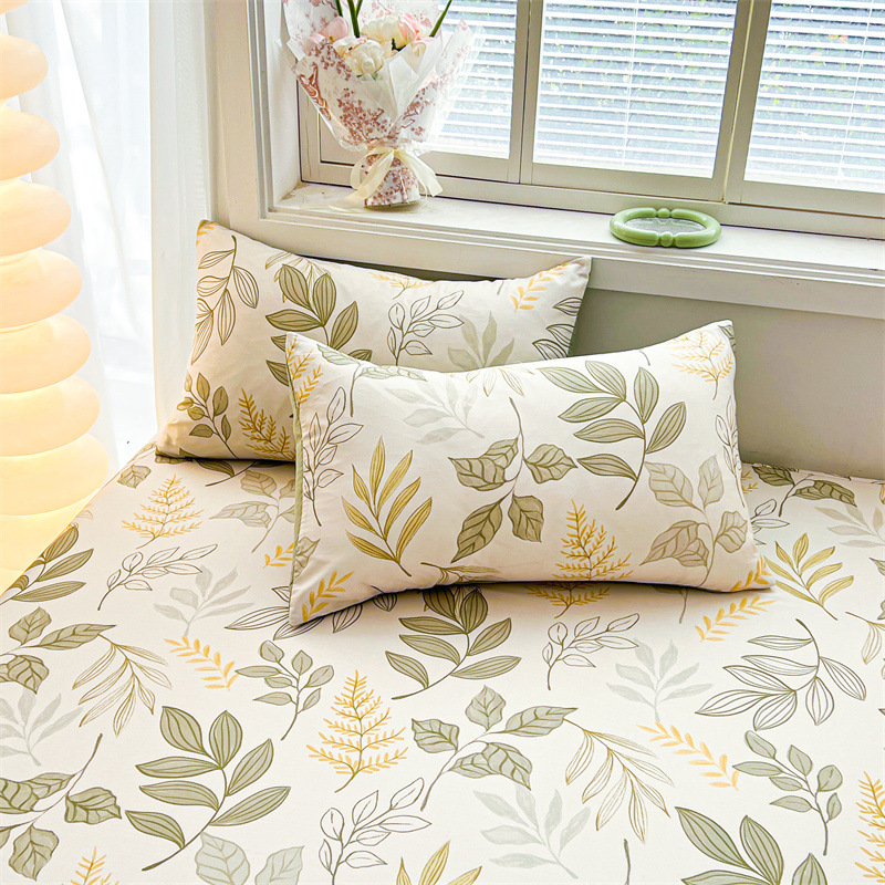 2025 primavera y verano nuevo producto sábana de algodón juego de tres piezas para estudiantes con funda de algodón estampada para adultos