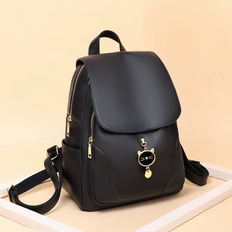 Leather capacious backpack, shoulder bag for leisure, universal travel bag