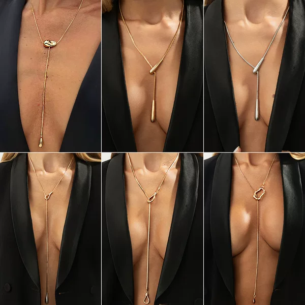 Minimalist and Cool Style Teardrop Necklace for Women, Autumn and Winter Long Sweater Chain with Unique Design Clavicle Chain