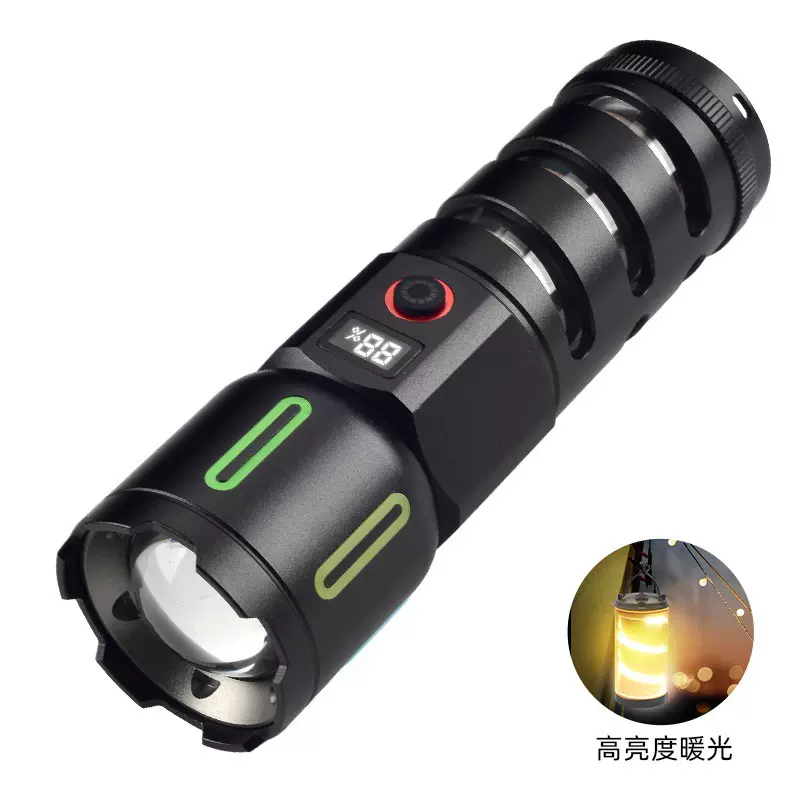 新款强光超亮手电筒充电户外远射多功能便携战术白激光露营氛围灯