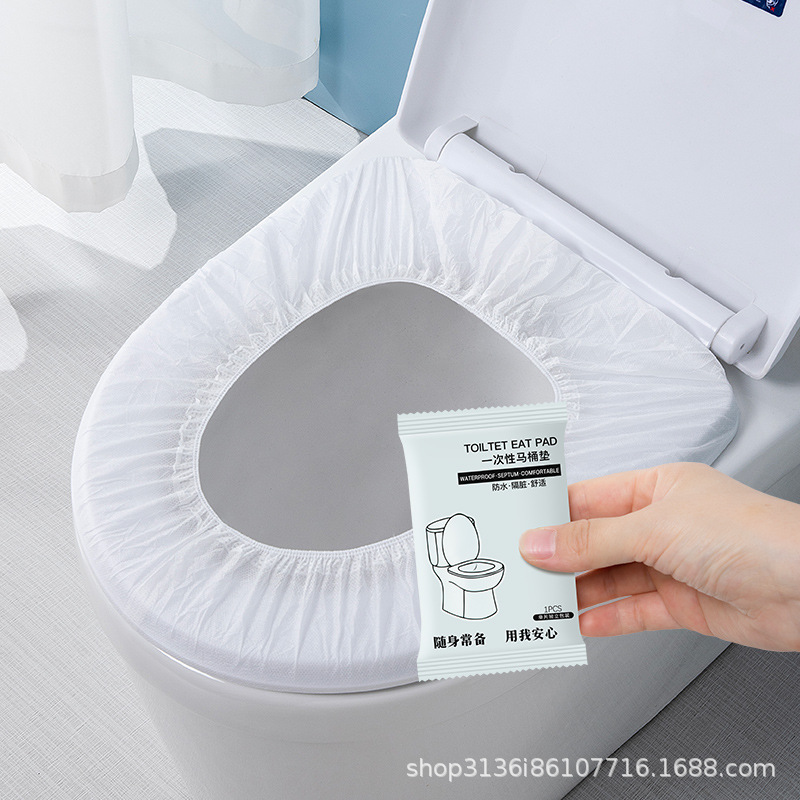 Cojín de inodoro Cojín de inodoro de doble capa no tejido engrosado desechable Cojín de inodoro portátil con cubierta de inodoro impreso