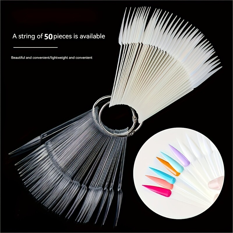Almond Pattern Transparent Nail Color Board Color Card 50 Sheets/Pack Sharp Display False Tip Finger Application Nail Art Practice Almond Pattern Transparent Nail Color Board Color Card 50 Sheets/Pack Sharp Display False Tip Finger Application Nail Art Practice