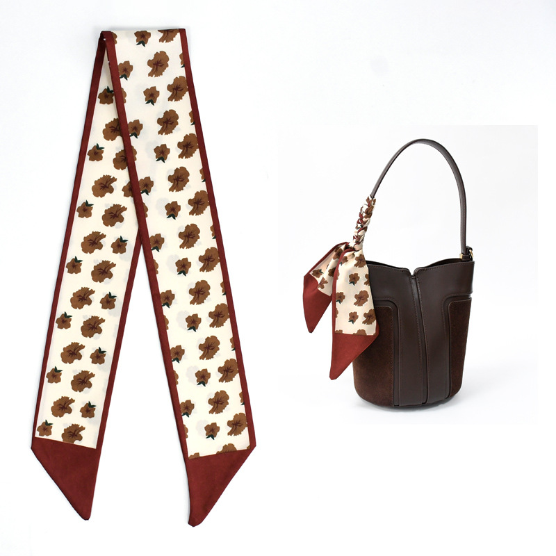 Primavera y otoño lindo y dulce bufanda de seda larga cinta para el cabello caja de regalo bolsa de amarre cinta multifunción fresca pequeña y versátil