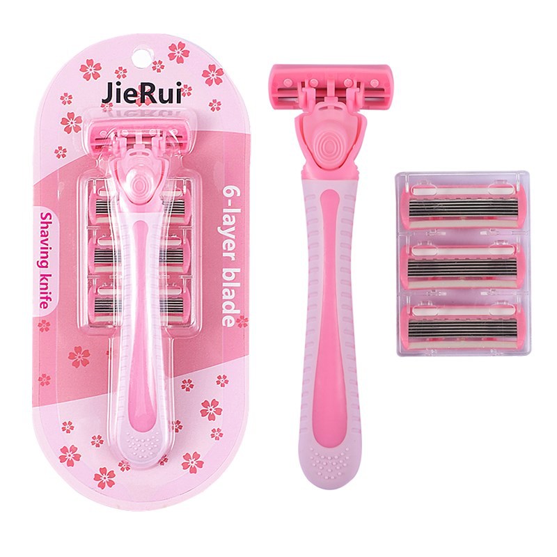 In-Stock 6-Layer Women's Manual Shaver Blades for Leg and Underarm Hair Removal