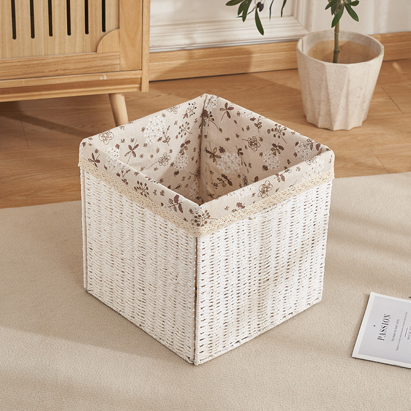 Cesta de almacenamiento de ropa plegable, caja de almacenamiento de juguetes, caja de almacenamiento de gran capacidad, tela de paja imitación, tela de caña imitación