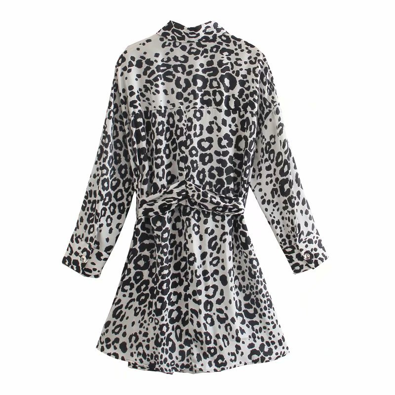 spring animal print shirt short dress  NSAM40197