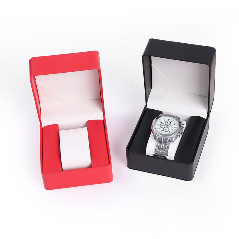 Caja de reloj de esquina redondeada de cuero de dos colores simple caja de almacenamiento de reloj caja de regalo de embalaje de reloj de alta calidad caja de exhibición de regalo