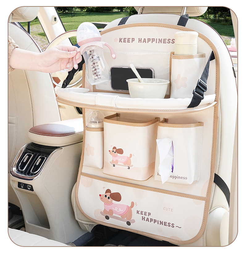Creative Car-Mounted Folding Small Table Storage Hanging Bag Car Seat Back Storage Bag Car Trash Can Tissue Box