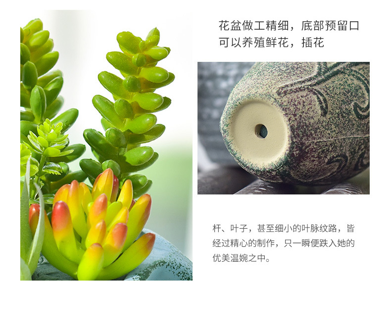 陶瓷仿真绿植物多肉仙人掌盆栽假花仿真花摆设客厅装饰花小摆件详情12