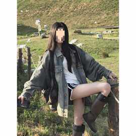 早秋美式水洗做旧复古牛仔外套女2025春秋显瘦休闲时尚宽松上衣棉