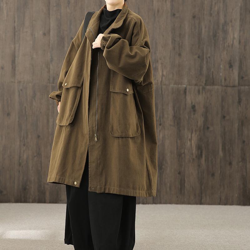 Loose plus size women's frock windbreaker women's 2024 new foreign style literary spring and autumn coat women's long sleeve top women