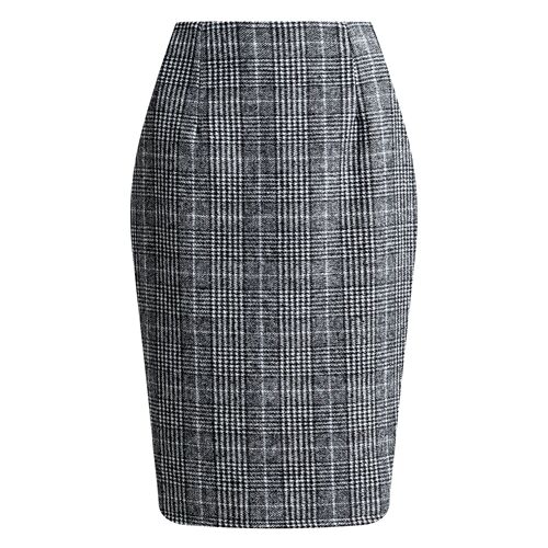 Best Selling Independent Station Women's Pencil Skirt Grid Skirt Autumn/Winter High-Waisted Tight Knee-Length Wool Medium-Length Skirt