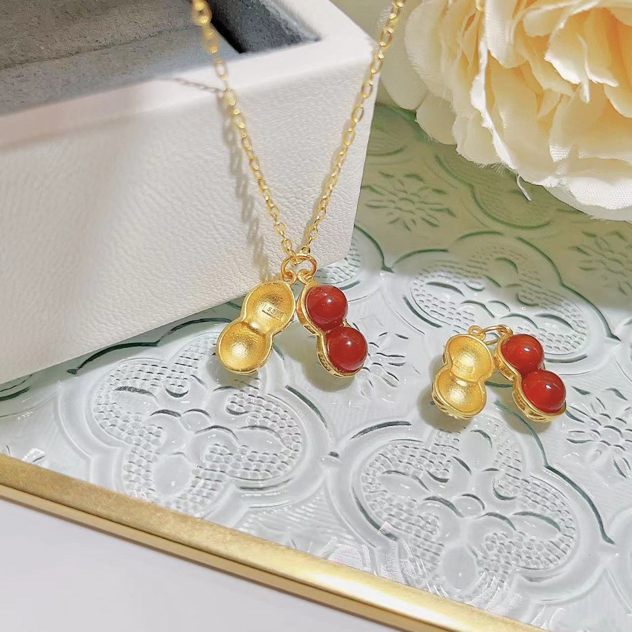 XL12好事花生项链-红珠