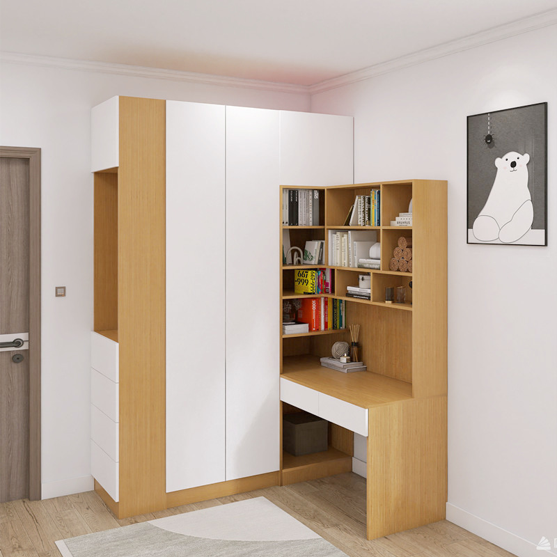 Desk Cabinet Integrated Corner Wardrobe with Computer Desk Combination Girl Pink Study Table with Wardrobe Corner