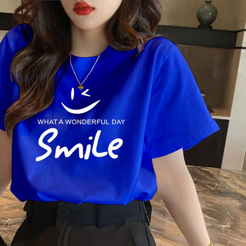 Klein Blue T-shirt for Women Short Sleeve 2025 Summer New Arrival European Style Fashionable Regular Shoulder Super Hot Top Round Neck Versatile Ins