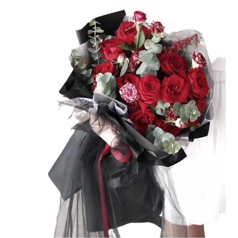 Hadas hilo suave blanco flor envuelta malla Hilo de perlas ramo negro boda cortina de hilo de nieve flor de malla de embalaje