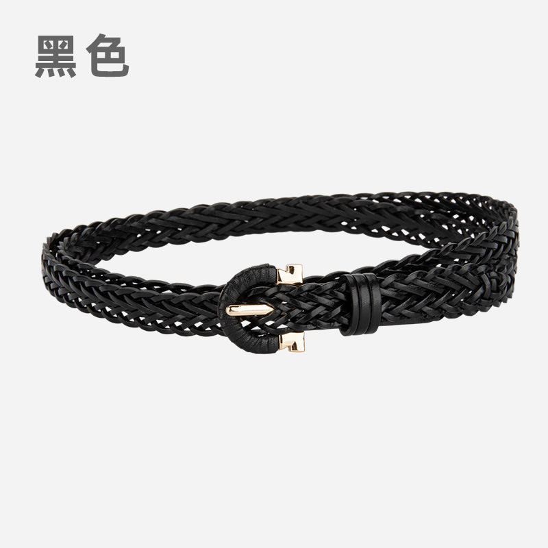 时尚韩版女士编织腰带免打孔复古百搭简约搭配休闲牛仔裤装饰皮带|undefined