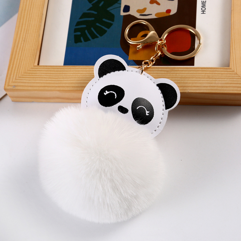 Cute Panda Pu Leather Alloy Plush Plating Bag Pendant Keychain display picture 1