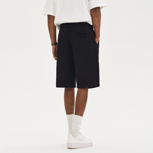 2024 Summer 380G Terry Cotton Men's Shorts Solid Color High Street Drawstring Five Points Casual Pants Men's Trendy Brand