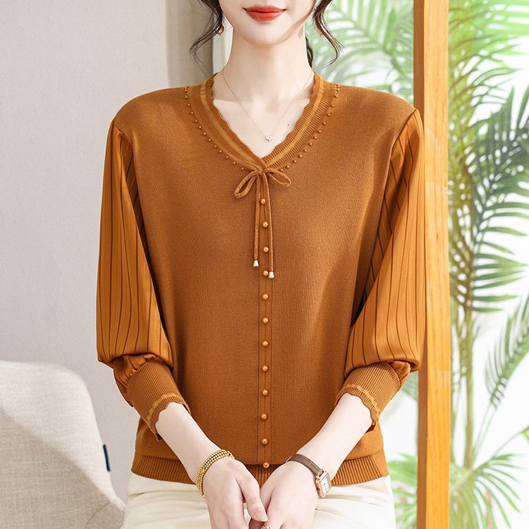 Middle-Aged Mom's Spring Fashion Women's Stylish 2026 New Style Long-Sleeve T-Shirt Top for Middle-Aged and Elderly Women, Large Size