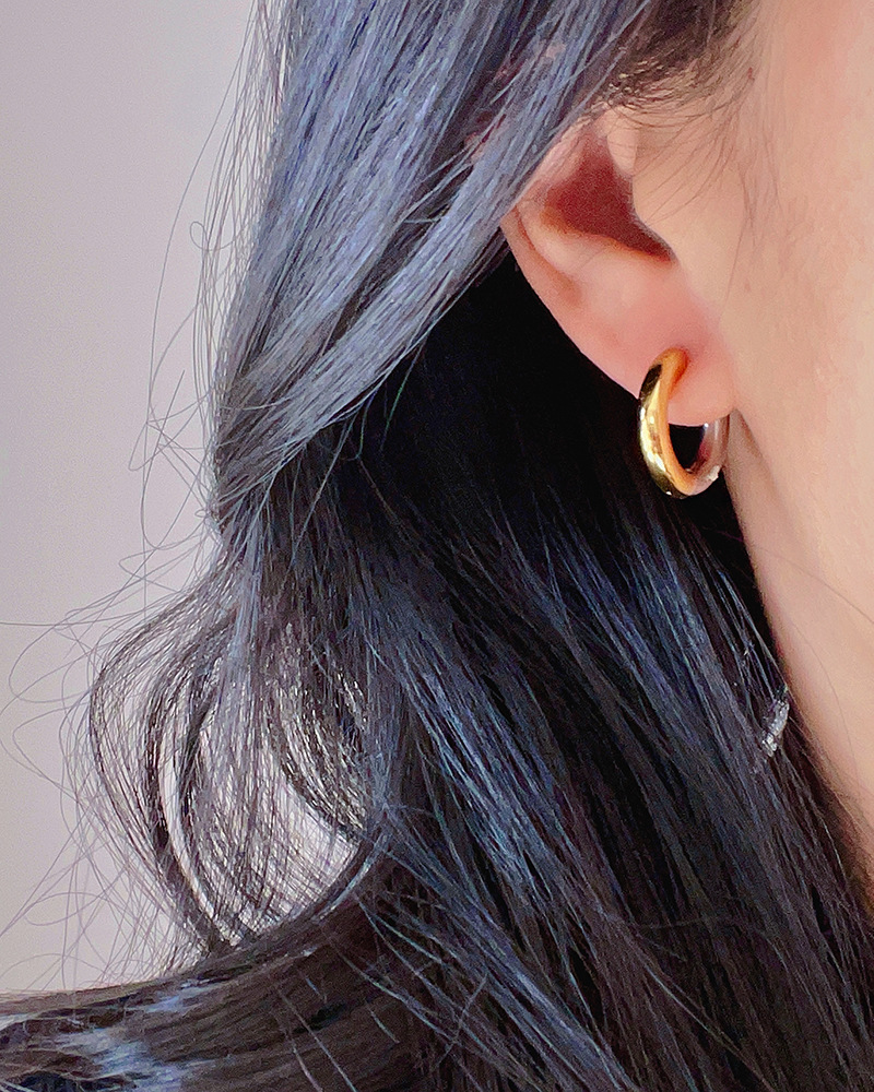 Daily Occasion Titanium Steel Material 1 Pair Retro Color Block Titanium Steel Plating Hoop Earrings