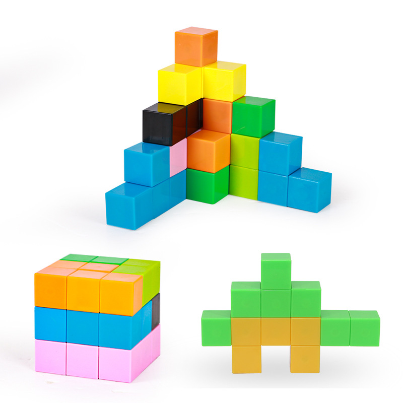 Bloques de construcción magnéticos cuadrados de 2,35 cm, cubo geométrico, material didáctico de matemáticas para escuela primaria, rompecabezas magnético de color sólido con fuerte imán