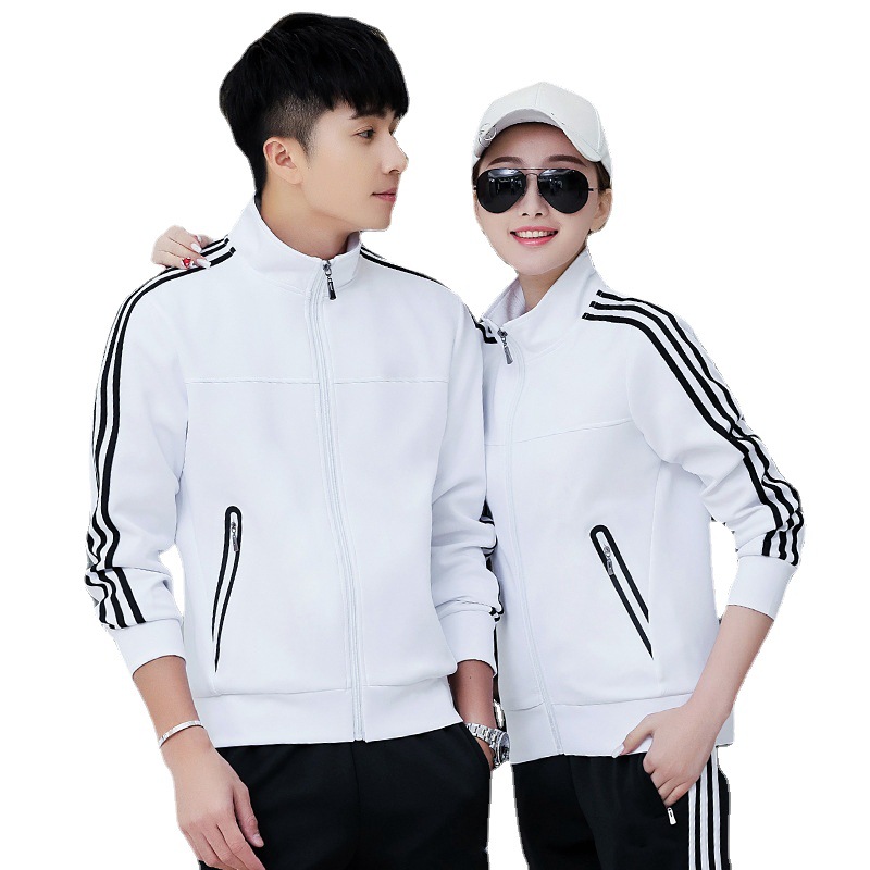 Traje deportivo de moda Traje de dos piezas de algodón de poliéster para hombres chaqueta de uniforme de clase de mujer entrenamiento de competición uniforme de pareja casual