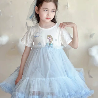女童2026新款夏季艾莎宝宝公主裙网纱儿童连衣裙韩版仙女蓬蓬裙棉