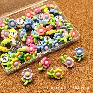 2025 new cross-border manufacturers new pushpin resin with handle sunflower three-dimensional creative pushpin tack photo wall