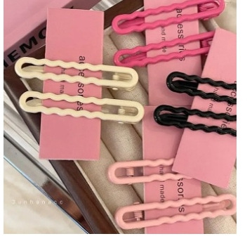 Candy color seamless one-word hairpin [black 2 pieces/card]