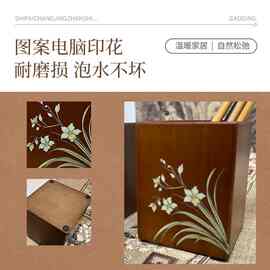 实木笔筒中式木质书房收纳盒办公室桌面小摆件书房礼物千里江山图