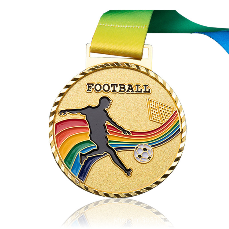 カラフルなスポーツメダル在庫あり亜鉛合金メダルスポーツメダルサインサッカー競技メダル|undefined