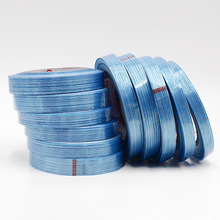 高粘透明条纹纤维胶带 耐高温电池线路捆扎蓝色玻璃纤维单面胶带