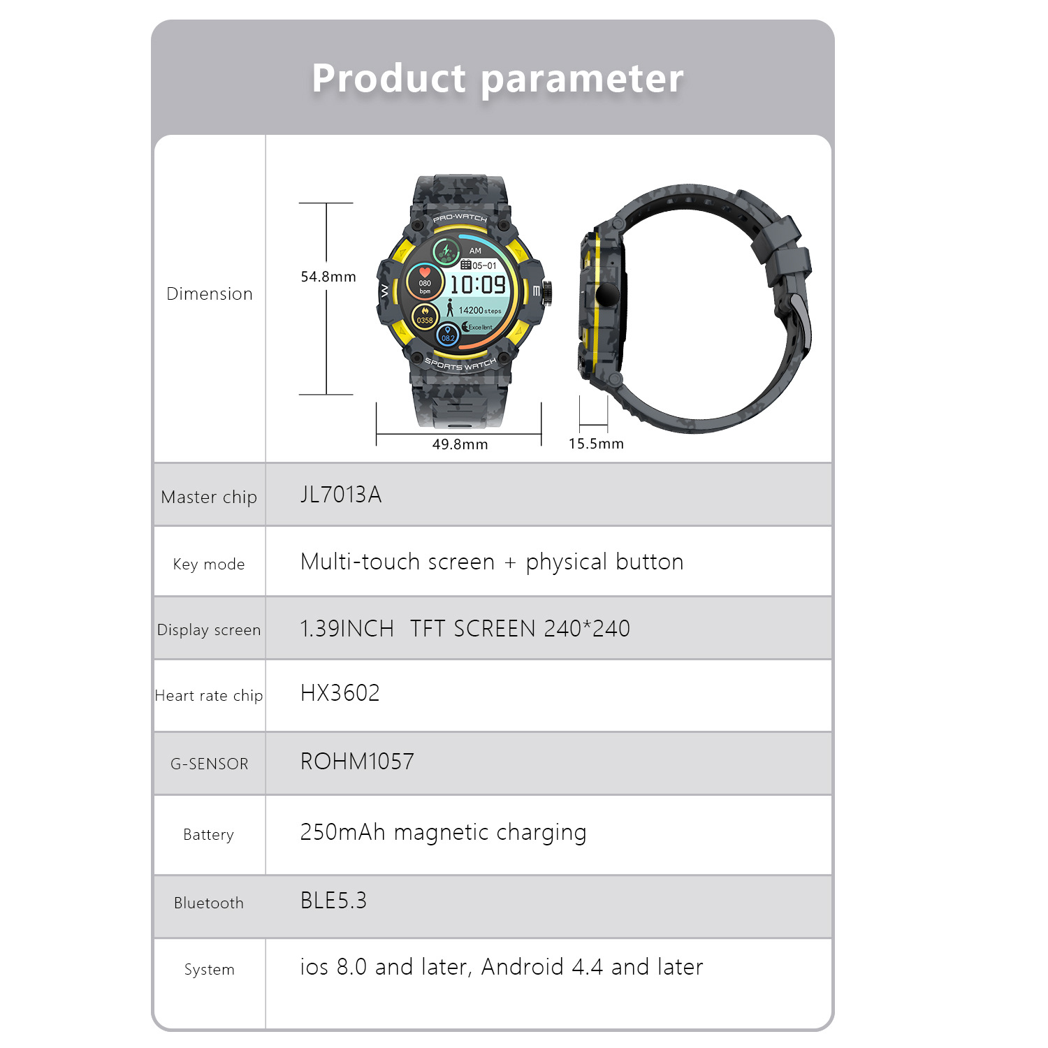 G206 Smartwatch 2,01 Zoll Bluetooth Talk Herzfrequenz Blut_voghion.com