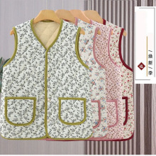 中老年人秋装马甲女新款洋气碎花马夹妈妈冬季加绒背心老太太坎肩