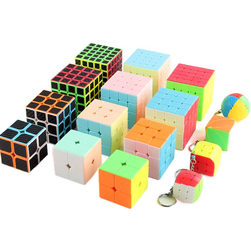 Panxin con tornillo de resorte rotación suave Cubo de Rubik de tercer orden Fibra de carbono orden positivo color sólido en forma de cubo de Rubik traje de juguete