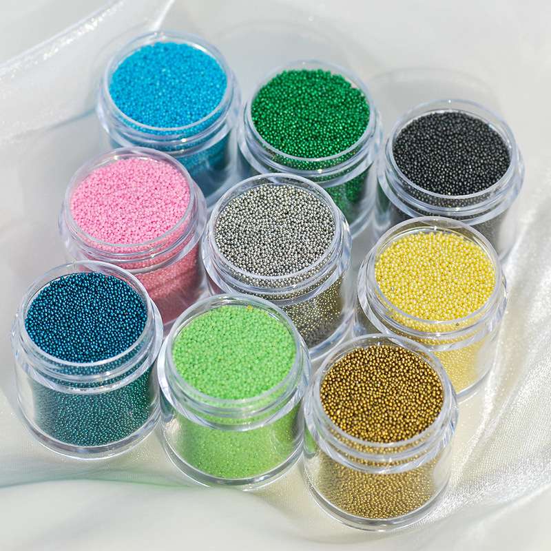 New nail jewelry solid color caviar nail glass beads nail jewelry glass beads multicolor