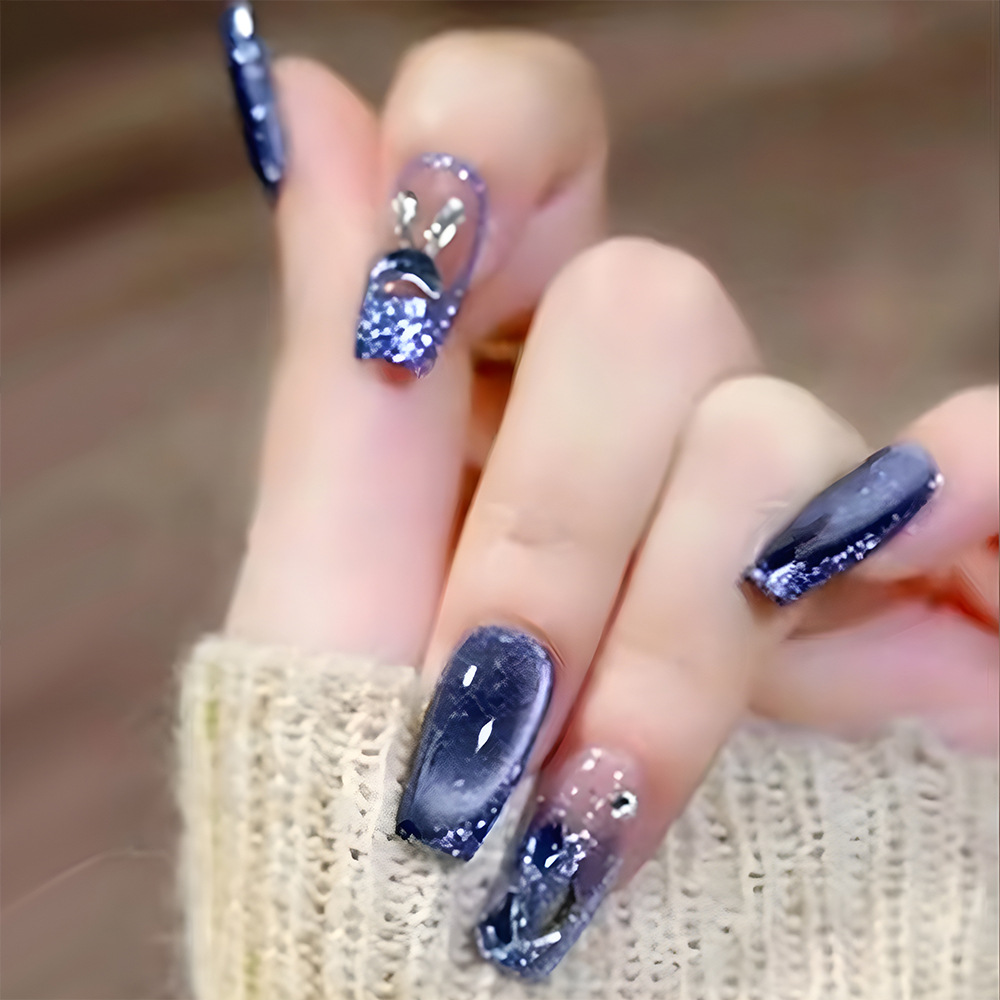 Advanced Sense Cat Eye Diamond Etiqueta engomada de uñas de 10 piezas Película de uñas de amor de código dividido 3D Crescent de uñas hechas a mano