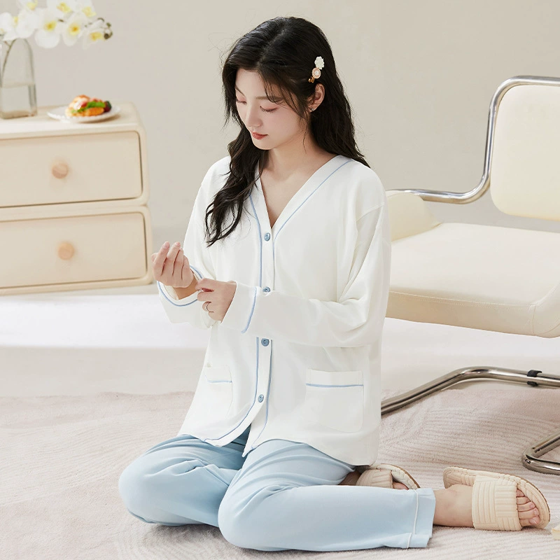 Послеродовая одежда из чистого хлопка, осенние послеродовые пижамы для кормления, весенние и осенние костюмы для беременных, кардиганы, домашняя одежда для беременных.