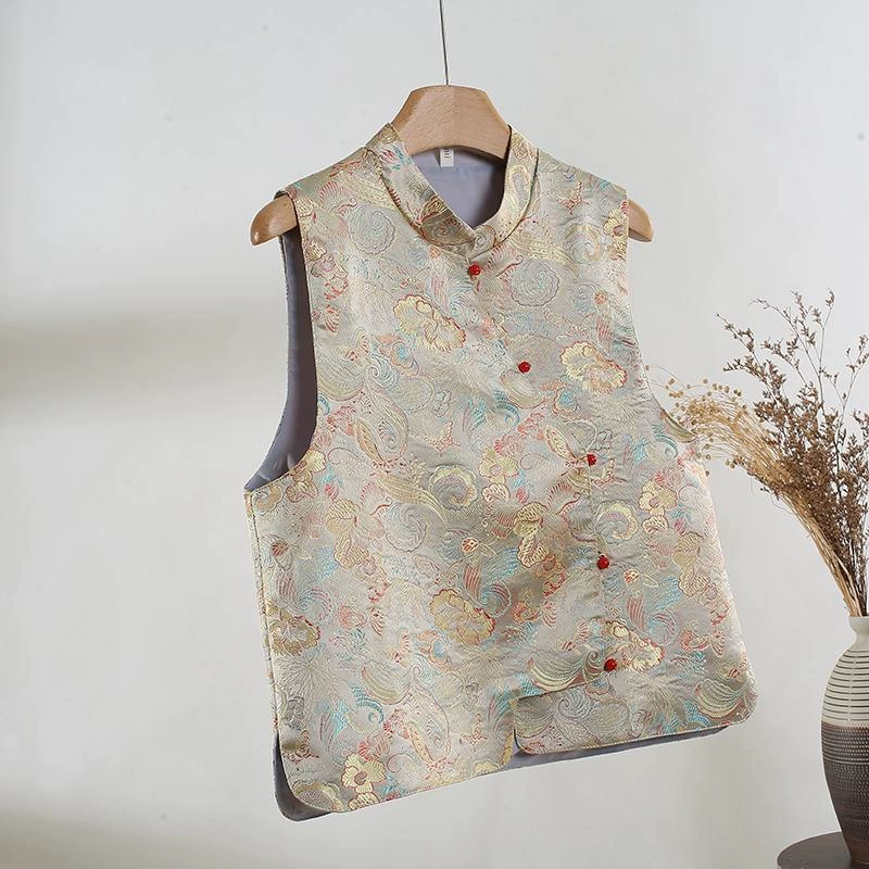 Новая женская жаккардовая жилетка в китайском стиле 2025 года, осенняя новинка, улучшенный костюм в стиле Тан, национальный стиль, верхняя одежда