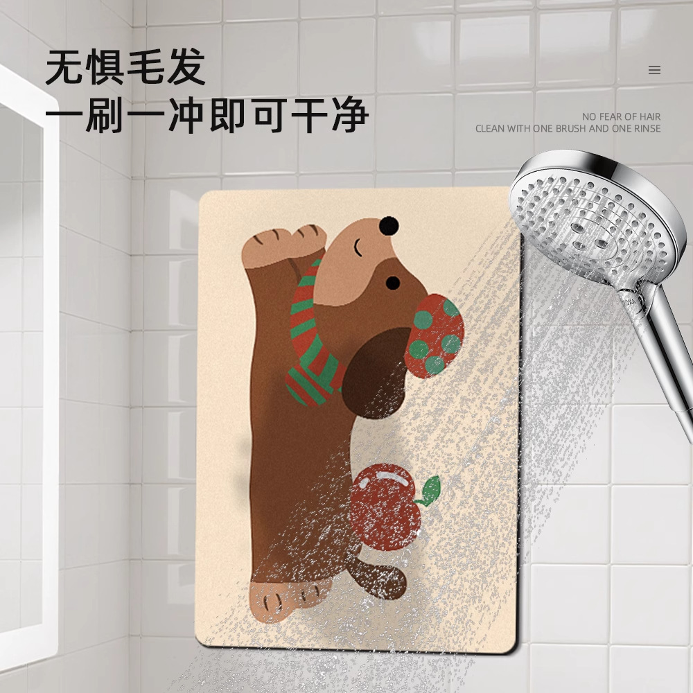 Alfombrilla de baño de dibujos animados, barro de diatomeas para baño, antideslizante, absorbente de agua, almohadilla para pies desechable, inodoro, de secado rápido, almohadilla resistente a la suciedad