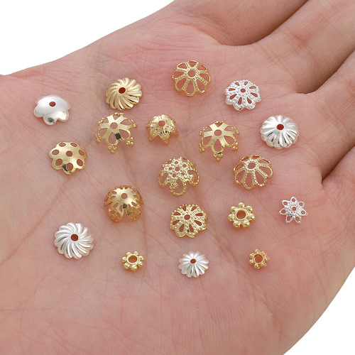 Color-preserving 14/18K gold-plated copper flower stand set jewelry components DIY handmade bead stringing material bead stand separator pieces