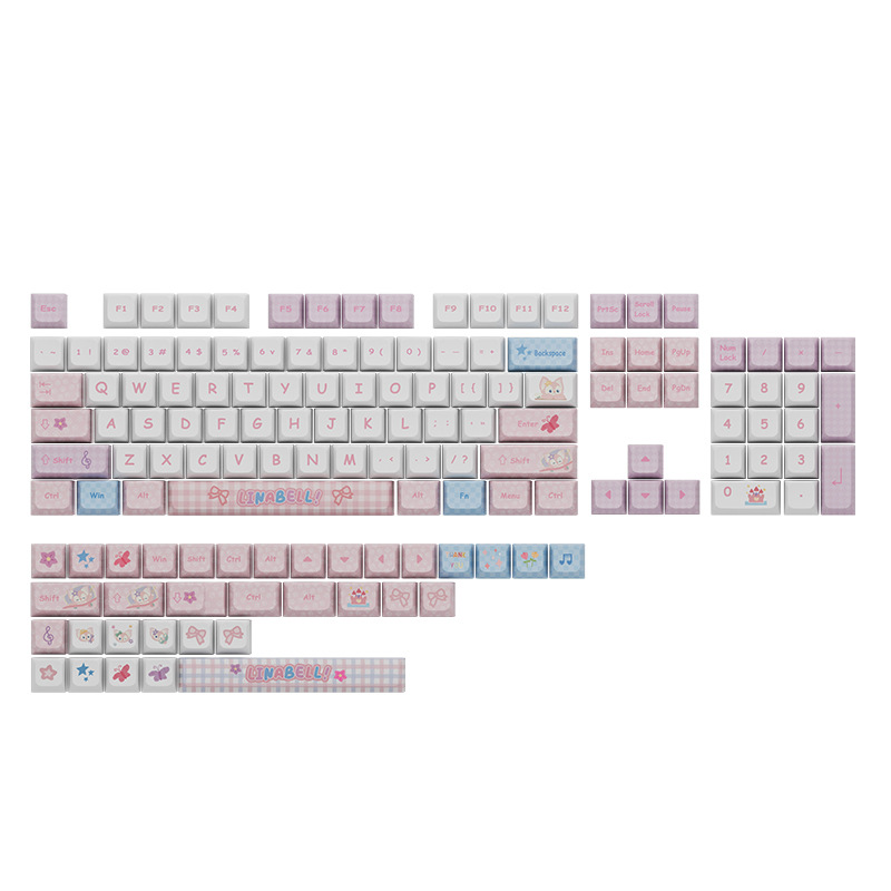 Teclas de perfil XDA de material PBT, totalmente sublimadas, estilo máquina rojo y blanco, juego completo de teclas universales para teclado mecánico.