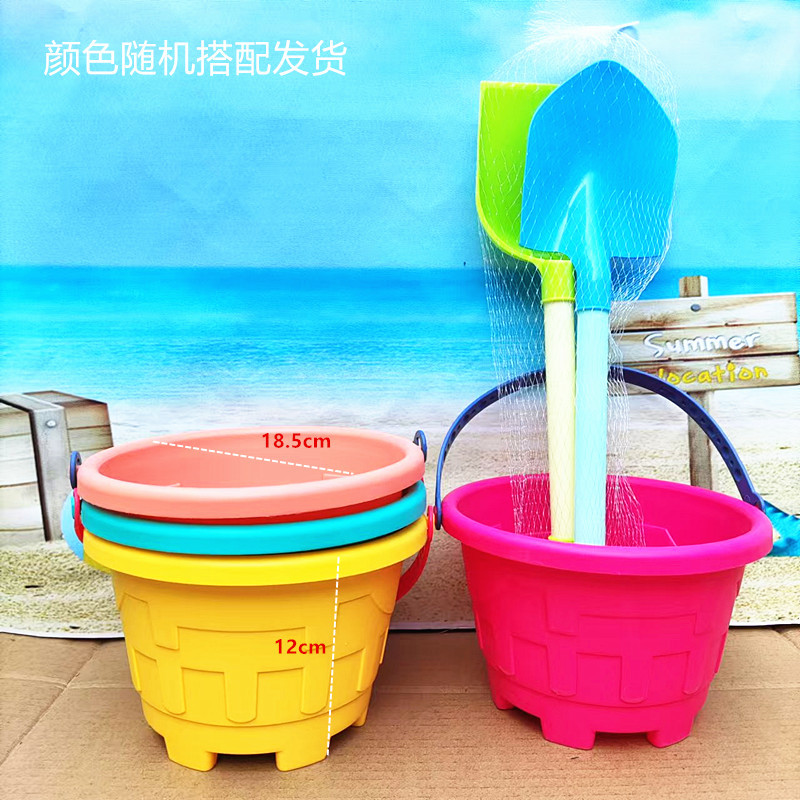 Juguetes de playa para niños al por mayor pala y set de barril castillo caricatura barril costera herramientas de excavación de arena parques puestos
