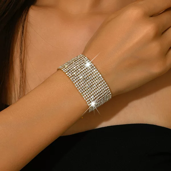 Cross-Border New Multi-Row Bracelet Summer Women's High-End Rhinestone Bracelet Light Luxury Fashion Versatile Bracelet