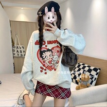 秋冬韩国设计无帽卫衣女2025新款韩版宽松慵懒中长款百搭外套上衣