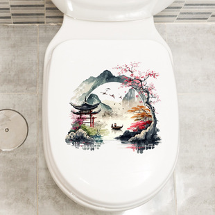 Wholesale creative Chinese classical style bathroom tile stickers toilet toilet decoration wall stickers wholesale