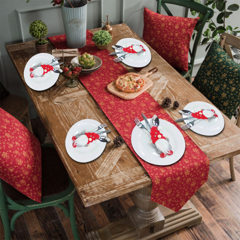 Transfronterizos nuevos artículos de decoración de Navidad enano cuchillo y tenedor cubierta sin cara viejo cuchillo y tenedor bolsas Rudolph cubierta de cubierta